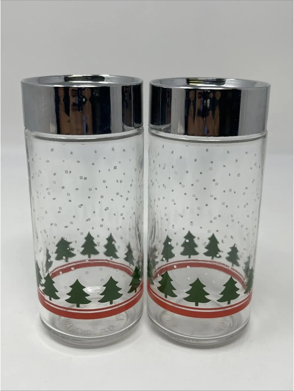 Libbey of Canada Salt & Pepper Shakers Christmas Trees 5 in